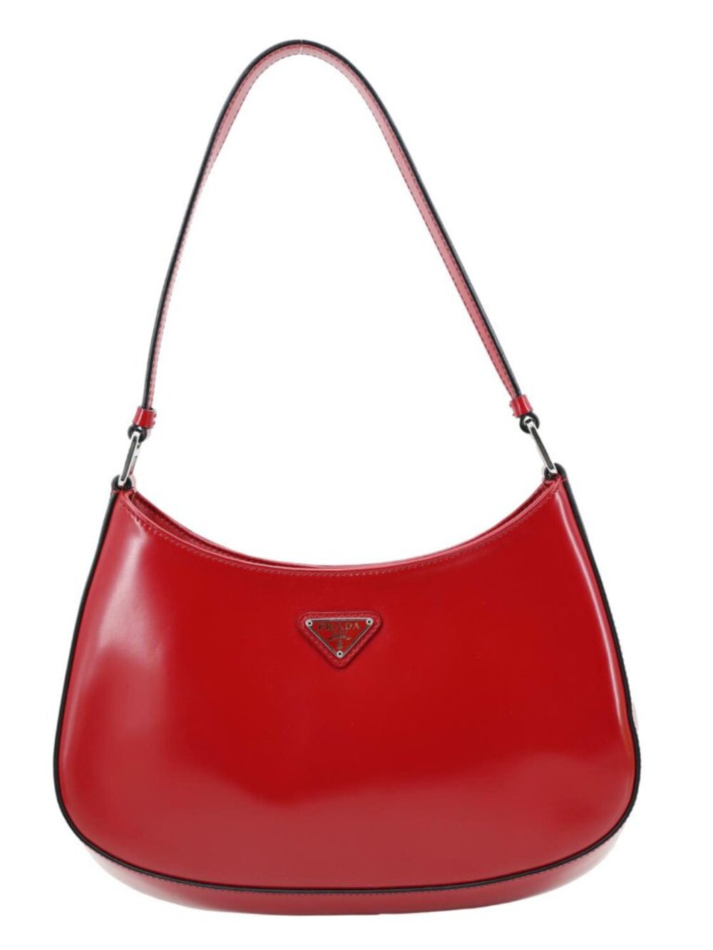 Prada  Cleo Brushed Leather Shoulder Bag Red